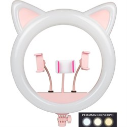Кольцевой осветитель с ушками . CAT . 45 см. Розовый 3719 - фото 7718