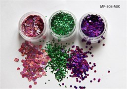 конфетти (камифубуки ) для ногтей (набор) цветная голография mp-308-mix