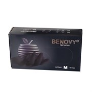 Перчатки нитрил BENOVY. Чёрный цвет. Размер М. 100 штук 4080